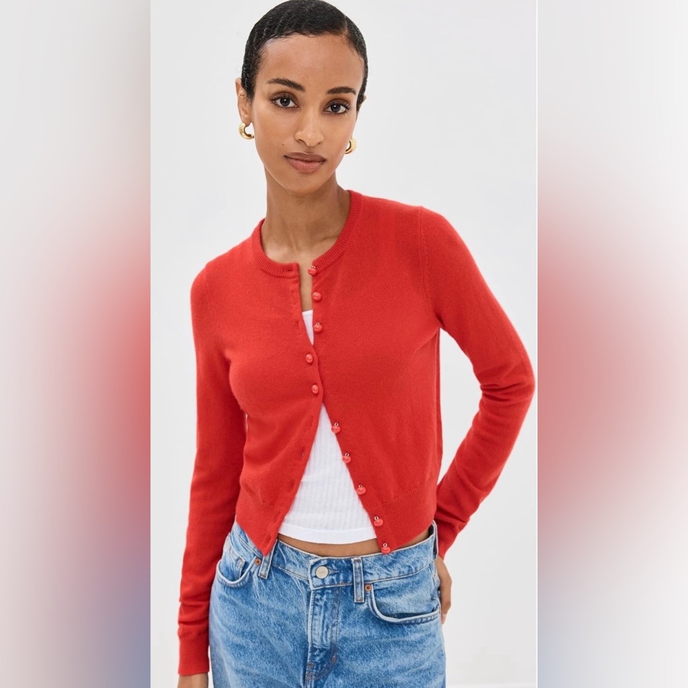 Reformation Caspia Cashmere Cropped Cardigan